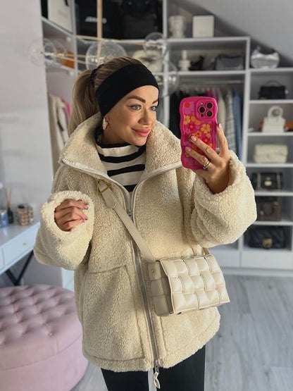 Manteau laine col roulé
