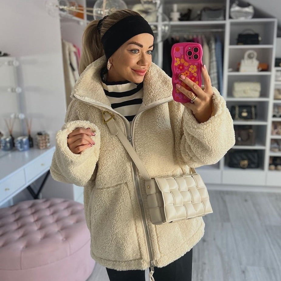 Manteau laine col roulé